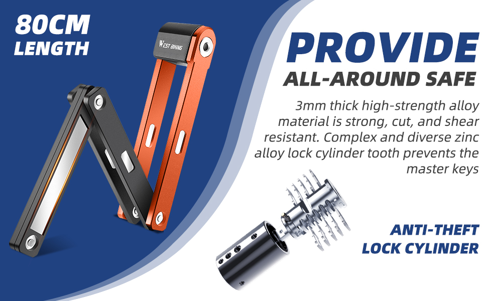 ICOCOPRO Folding Bike Lock Compact Bicycle Lock with 2