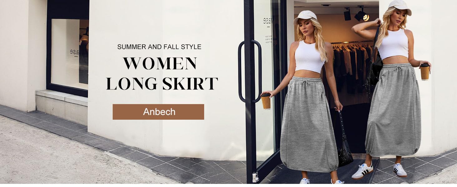 Anbech Womens Long Sleeve Grey Skirts