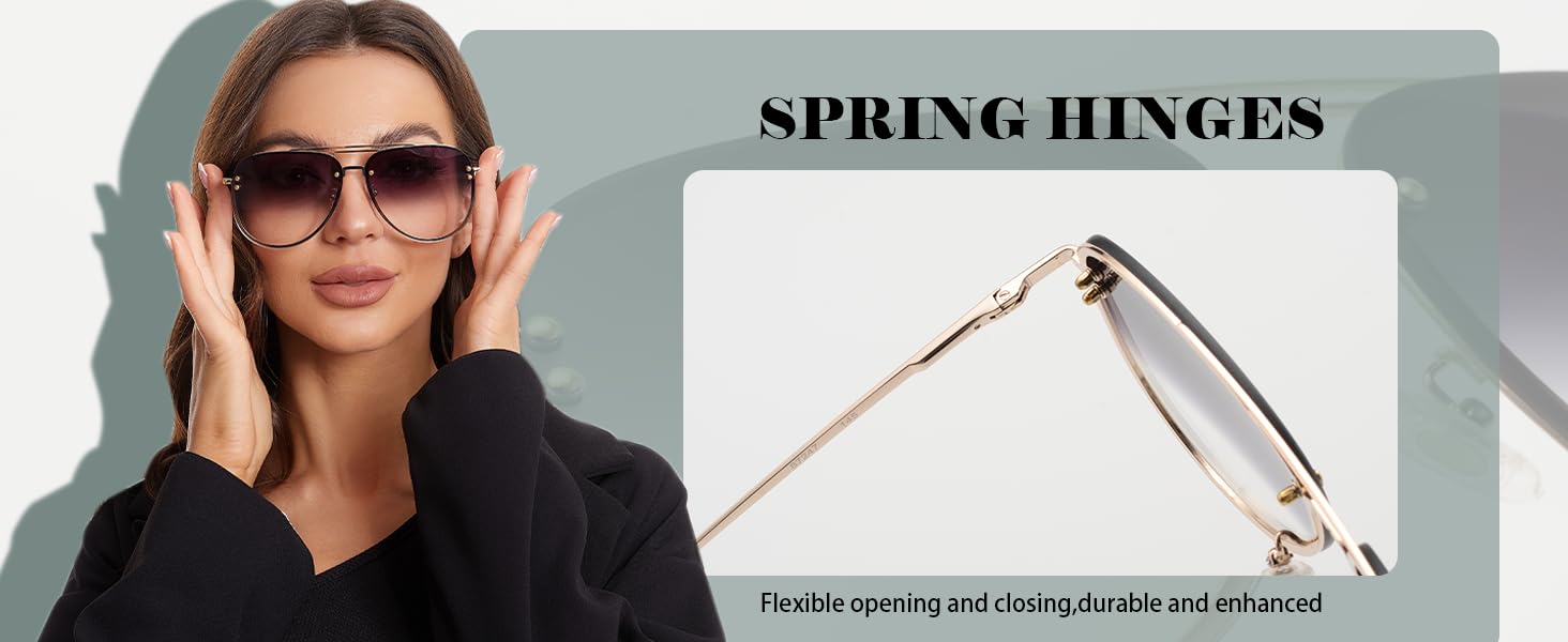 Flexible hinges large aviator sunglasses women's mother's day gift 