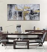 Abstract Wall Art Wall Decor Black and Gold White Modern Canvas Wall Paintings Large Abstract Wal...