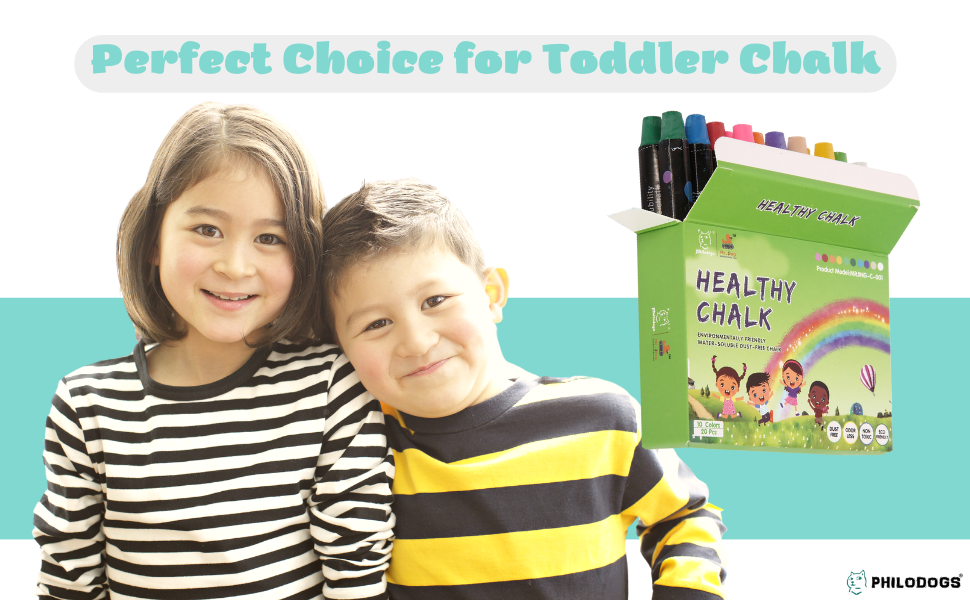 PHILODOGS 20 Count Chalk, Chalks for Kids, Sidewalk Chalk for Toddlers