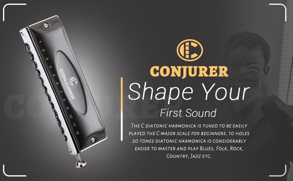 CONJURER Mouth Organ Key of C, 12 Hole 48 Tone Stanadard Chromatic