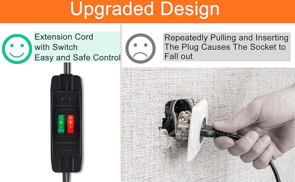 Makevivi 2 Way Extension Cord with On/Off Switch 3 Prong