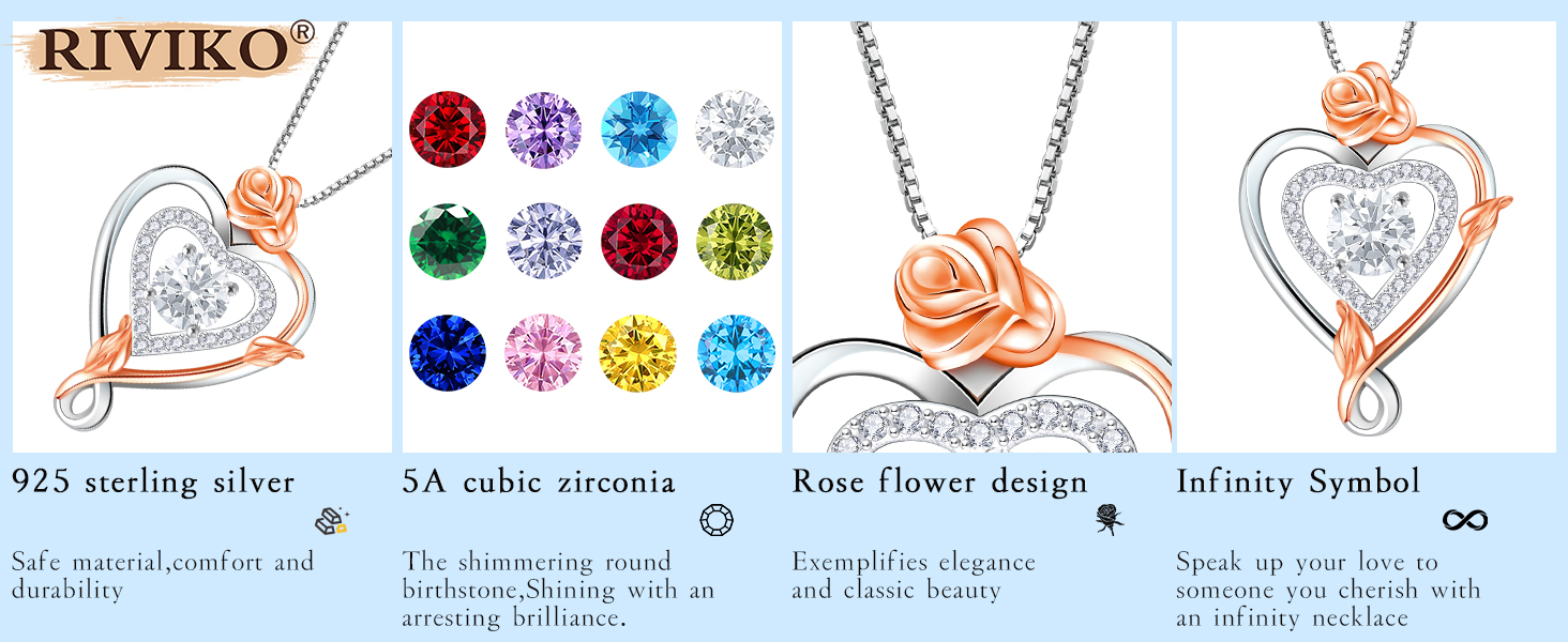 925 sterling silver rose necklace for women ,silver necklace for her,jewelry for women,lady jewelry