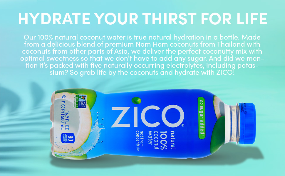 Zico 100 Coconut Water, NO added Sugar, Refreshingly