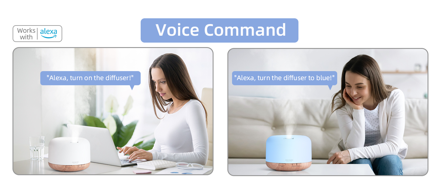 ASAKUKI Smart WiFi Essential Oil Diffuser, App Control Compatible with