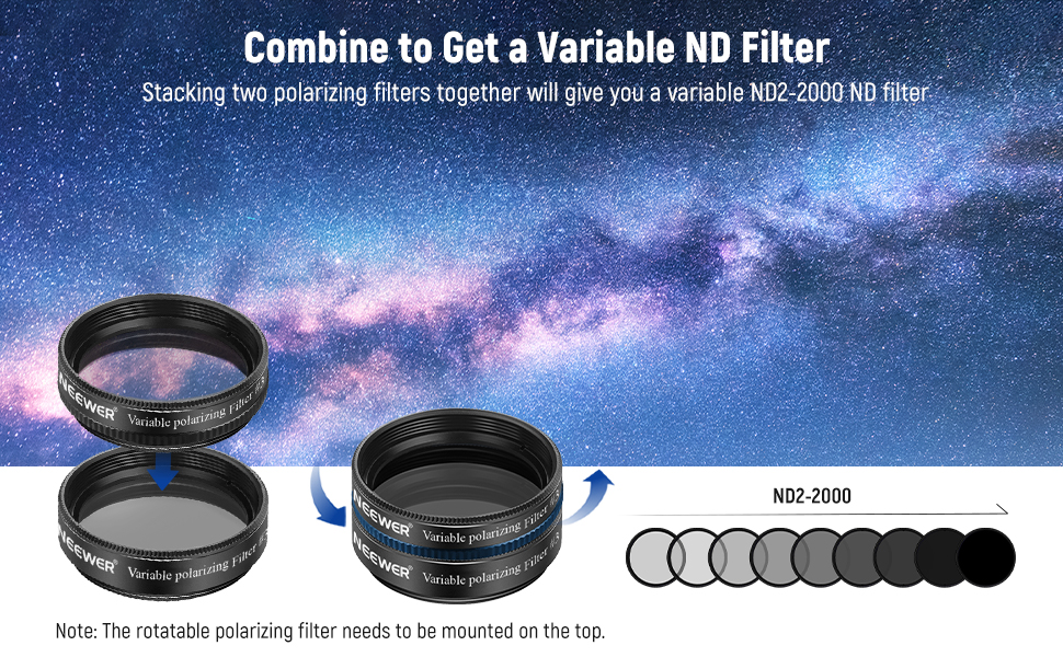 NEEWER 1.25” Telescope Eyepiece Filter Set (10 Pack), 5 Color