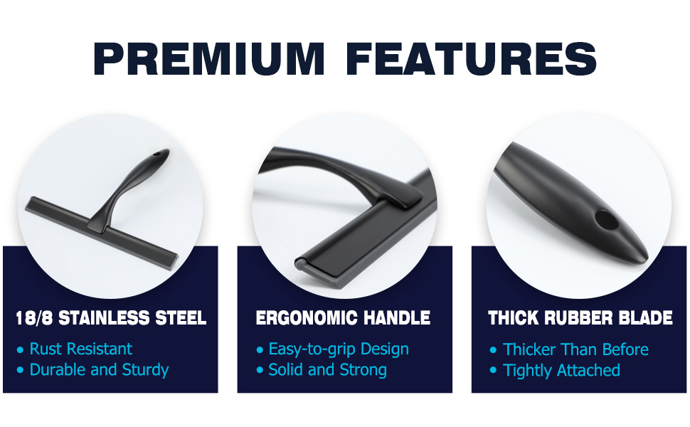 NETANY Shower Squeegee, 12Inch Matte Black Squeegee, All