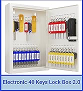 Grimtron 40 Keys Electronic Key Lock Box for Keys with Code, Private/Public/Password Hiding Mode ...