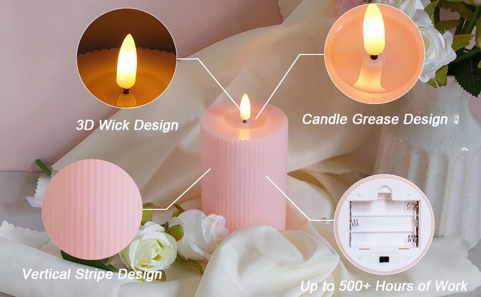 Vtobay LED Flameless Candles with Candle Grease,Vertical