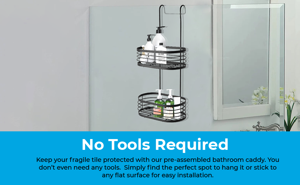 Blue Canyon 2 Tier Hanging Shower Caddy, No Drill Stainless Steel