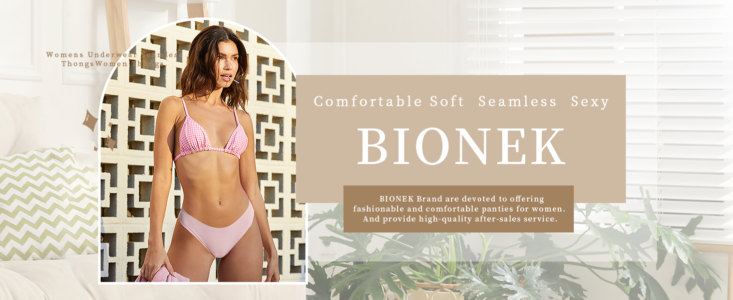 BIONEK Seamless Thong For Women Thong Underwear No Show Soft G-String Low Waist Multiplecolor 