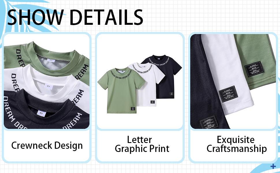 3 Pack Letter Graphic Print Short Sleeve