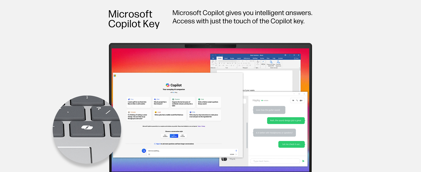microsoft windows copilot key button ai artificial intelligence software platform answers help assis