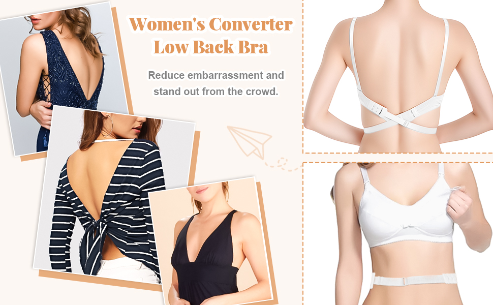 2 Pairs Low Back Bra Converter Soft Women's Bra Extenders 2 Hooks