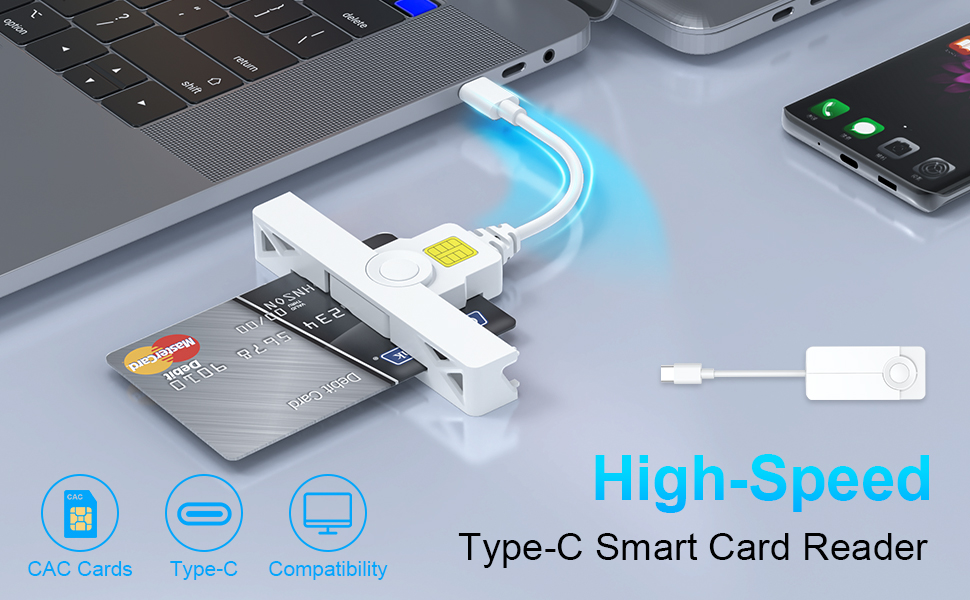 Type C CAC Reader, DOD Military USB C Common Access CAC