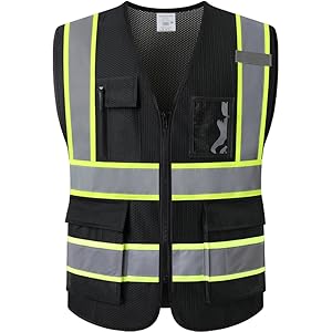 Kazsaifo Reflective Safety Vest for Men Women with 5 Pockets