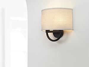 JiMuBeam 2 Lights Wall Sconce Lamps with Linen Fabric Shades for Lving Room