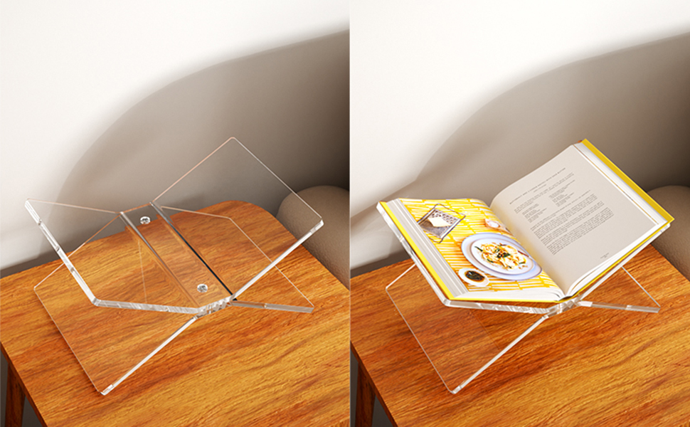 NIUBEE Clear Acrylic Book Holder, 2 Piece Reading Stand