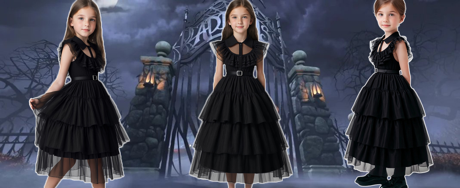 Black Costume Dress for Girls Cosplay Dress Kid Halloween Costumes Costumes Cosplay Party Dress