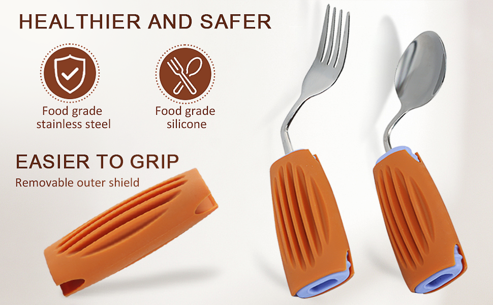 Ehucon Thick Solid Weighted Adaptive Utensils Set, Nonslip