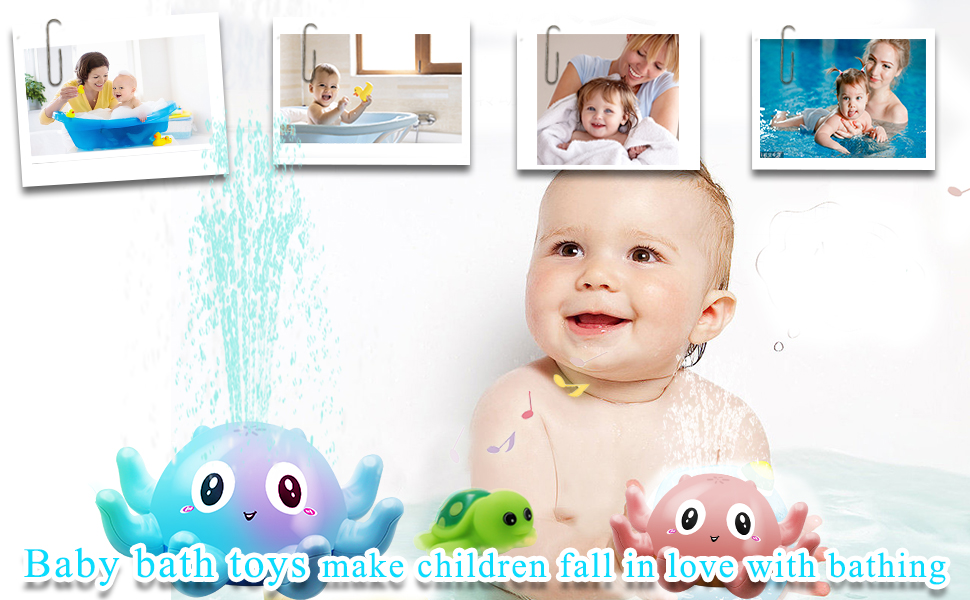 Baby Light Up Bath Toys, KINSI Octopus Induction Water Spray Bathly
