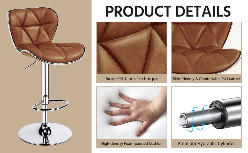 Yaheetech bar stools Set of 2 Adjustable Bar Stools PU