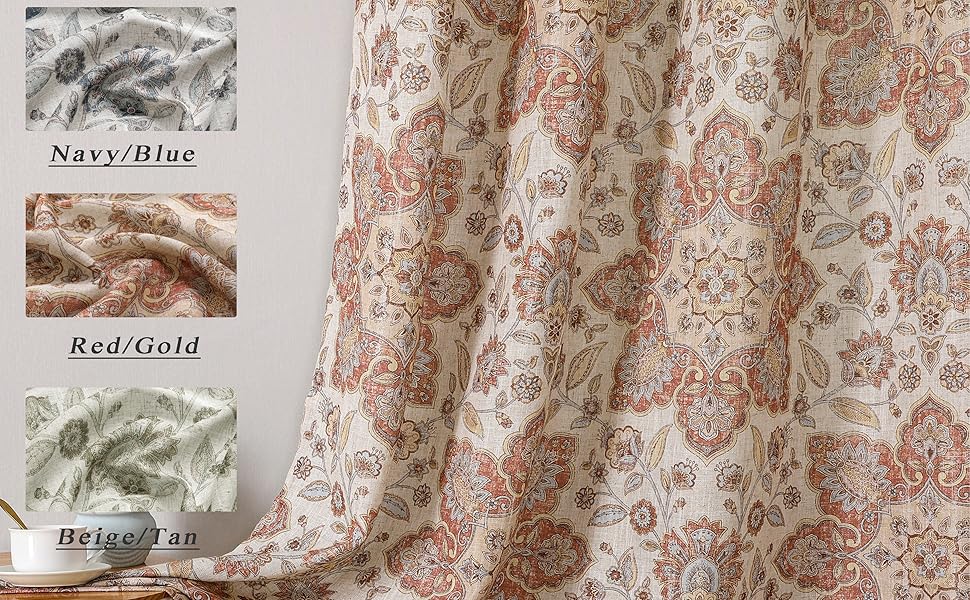 Riotanページ Amazon.com: Red Floral Vintage Medallion Print Curtain