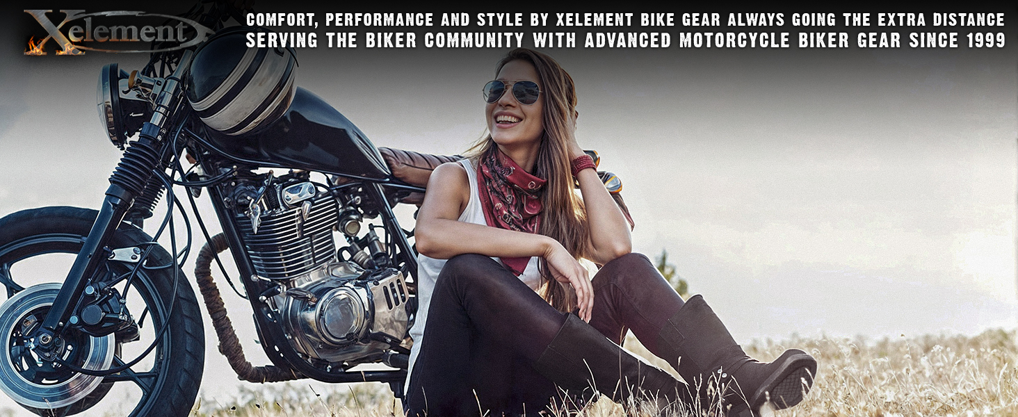Xelement Womens Woman Girl Ladies Leather Motorcycle Biker Boots Boot