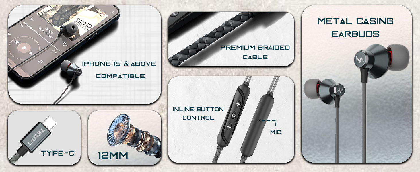 type c wired headphone