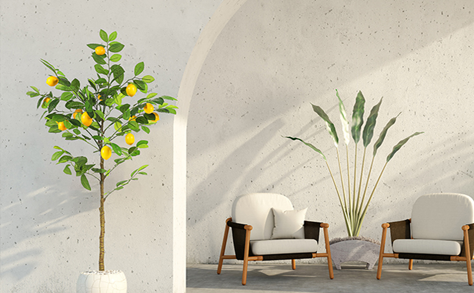 YOLEO 3.5FT Artificial Lemon Tree with 14 Lifelike Lemons Fake Lemon