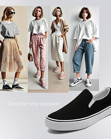 Low-Top Slip Ons Women&#39;s Fashion Sneakers Casual Canvas Sneakers for Women Comfortable Flats