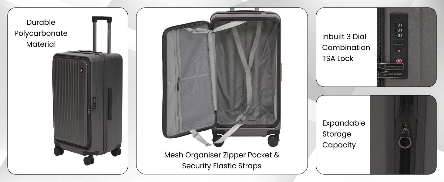 Expandable Hard Trolley Suitcase for Travel with Telescopic Handle and Strong Shell Case with 360° Wheels