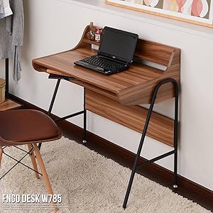 Amazon | デスク（ブラウン） 785×500×870mm Fngo パソコン