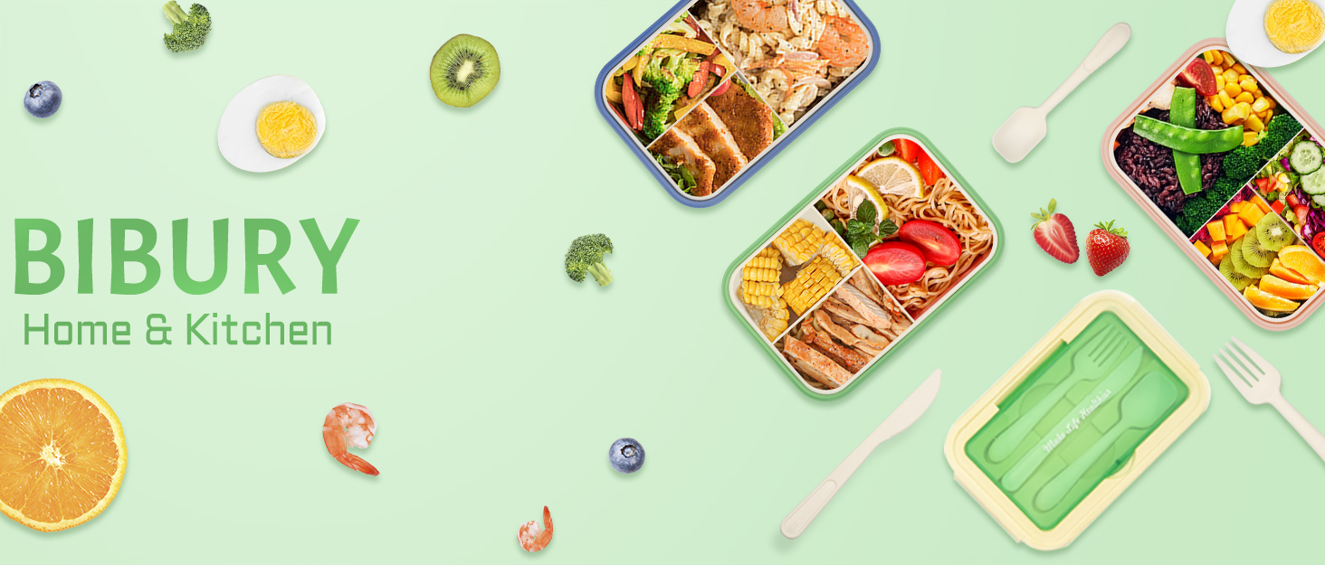 Lunch Box Leakproof Bento Box for Kids Adults Food Container Cutlery Set BPA Free Microwave