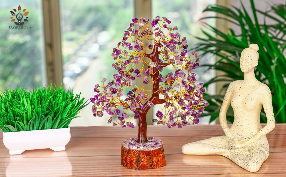 JAGPAROVA Crystal Tree Healing Crystals Bonsai Tree Amethyst