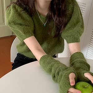 Amazon | [Meritailor] ニット トップス アームウォーマー 付き 2点