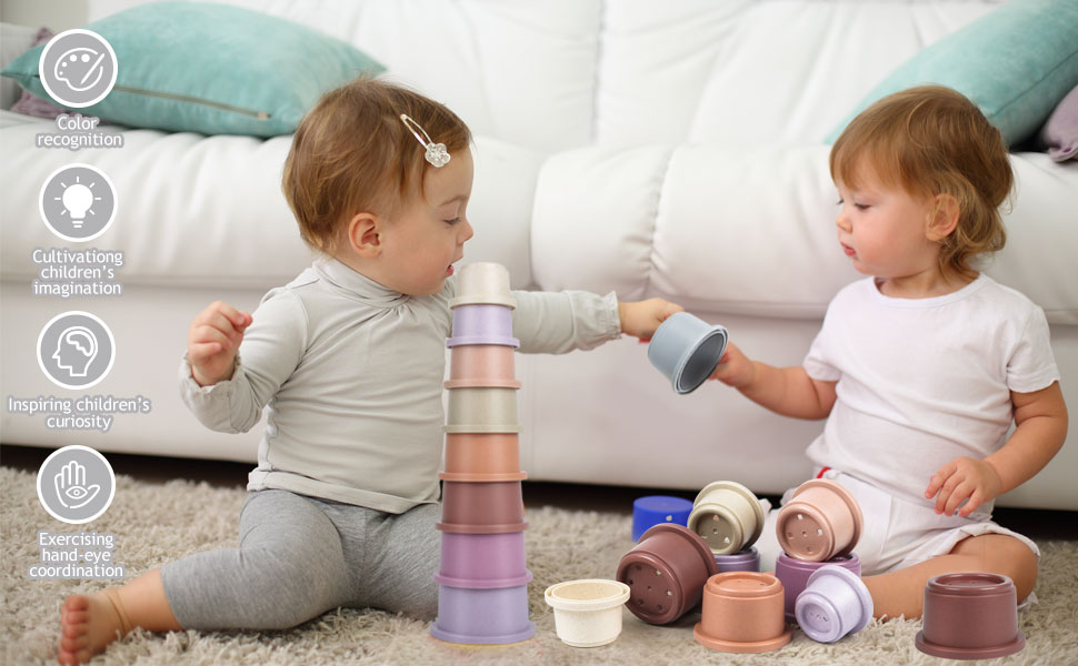 Baby Stacking Cup for Toddler 13, 8PCS Counting Nesting