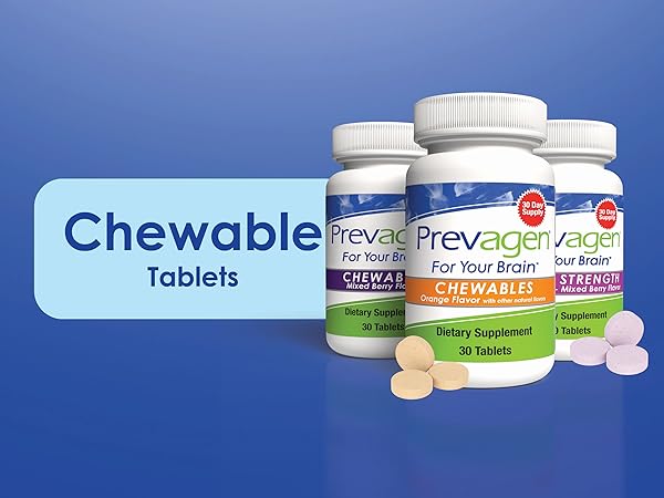 Prevagen Chewables Regular strength 10mg Orange and Mixed Berry flavors Extra Strength mixed berry