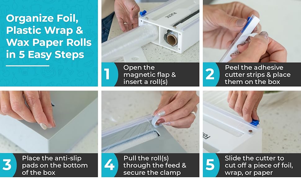 Acrylic Aluminum Foil and Cling Wrap Dispenser with Cutter