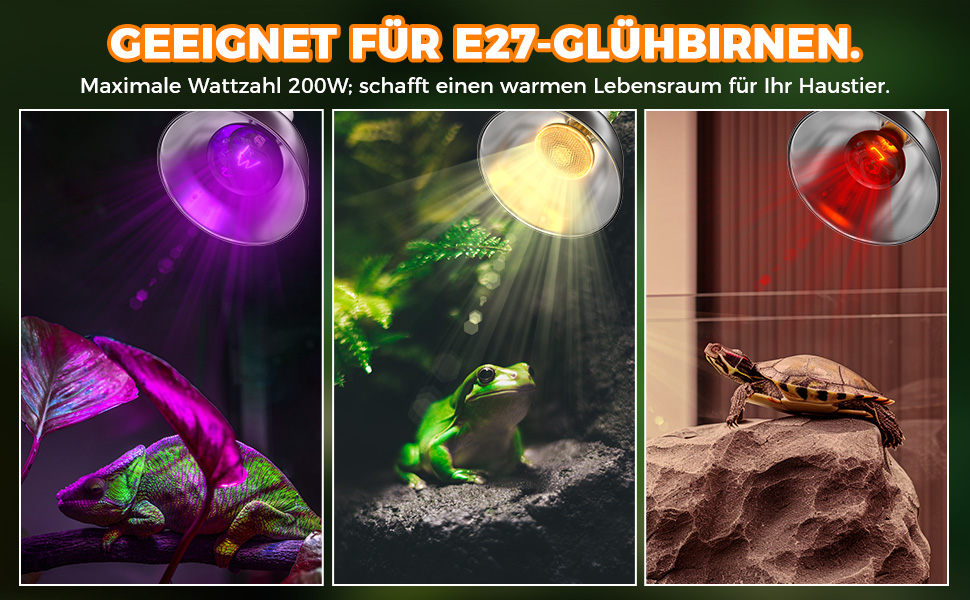   E27 Reptilien -Terrarium -Wärmelampenbuchse 200 -W -Dome -Lampenschirm