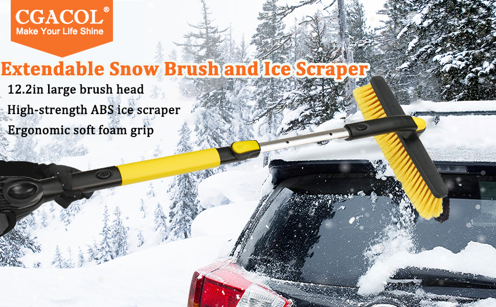 CGACOL Car Snow Brush Ice Scraper Remover 42 inch Extendable Long