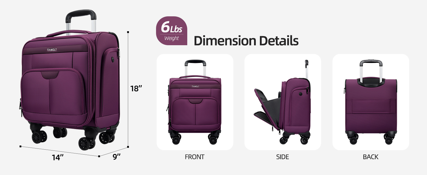 TIAWOLT Underseat Carry On Small luggage With Wheel