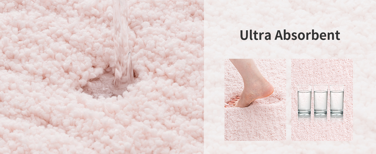 Super absorbent pink bathroom rug