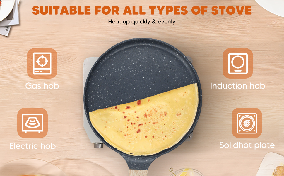 Crepe Pan 24cm Pancake Pan, with Ceramic Non Stick Coating, Suitable