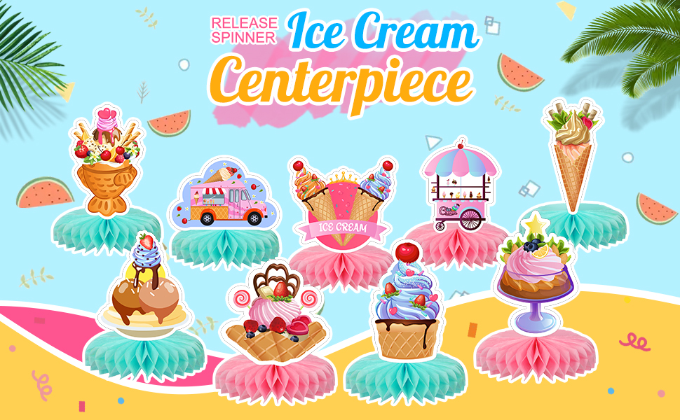 RELEASE SPINNER 9 Pieces Ice Cream Party