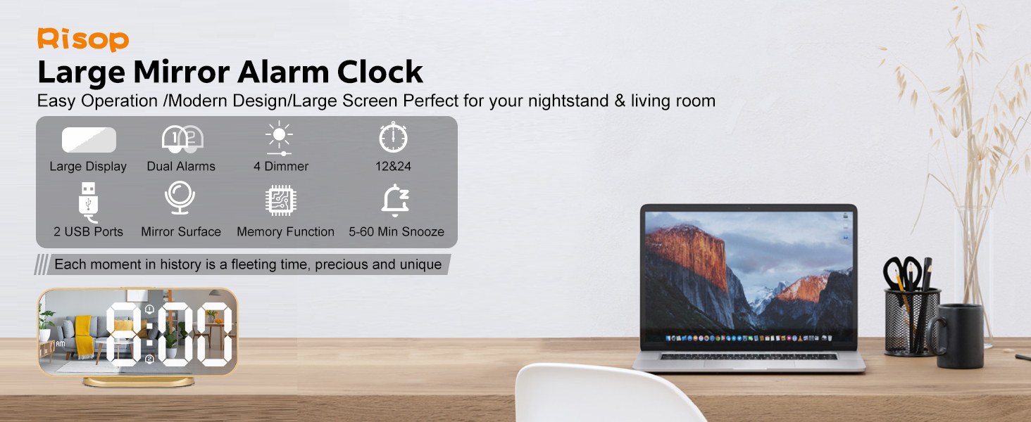 Digital Alarm Clock for Home Living Room Office Decor