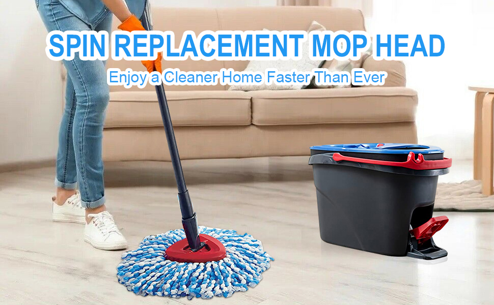 RinseClean Spin Mop Replacement Head with 1 Rotating Mop Base 6 Pack Spin Mop Refills