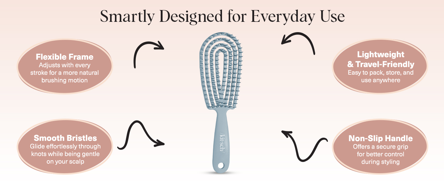Flexible Hair Brush for Women and Men Adults & Kids Ulta-Smooth Bristles for Wet or Dry Strands