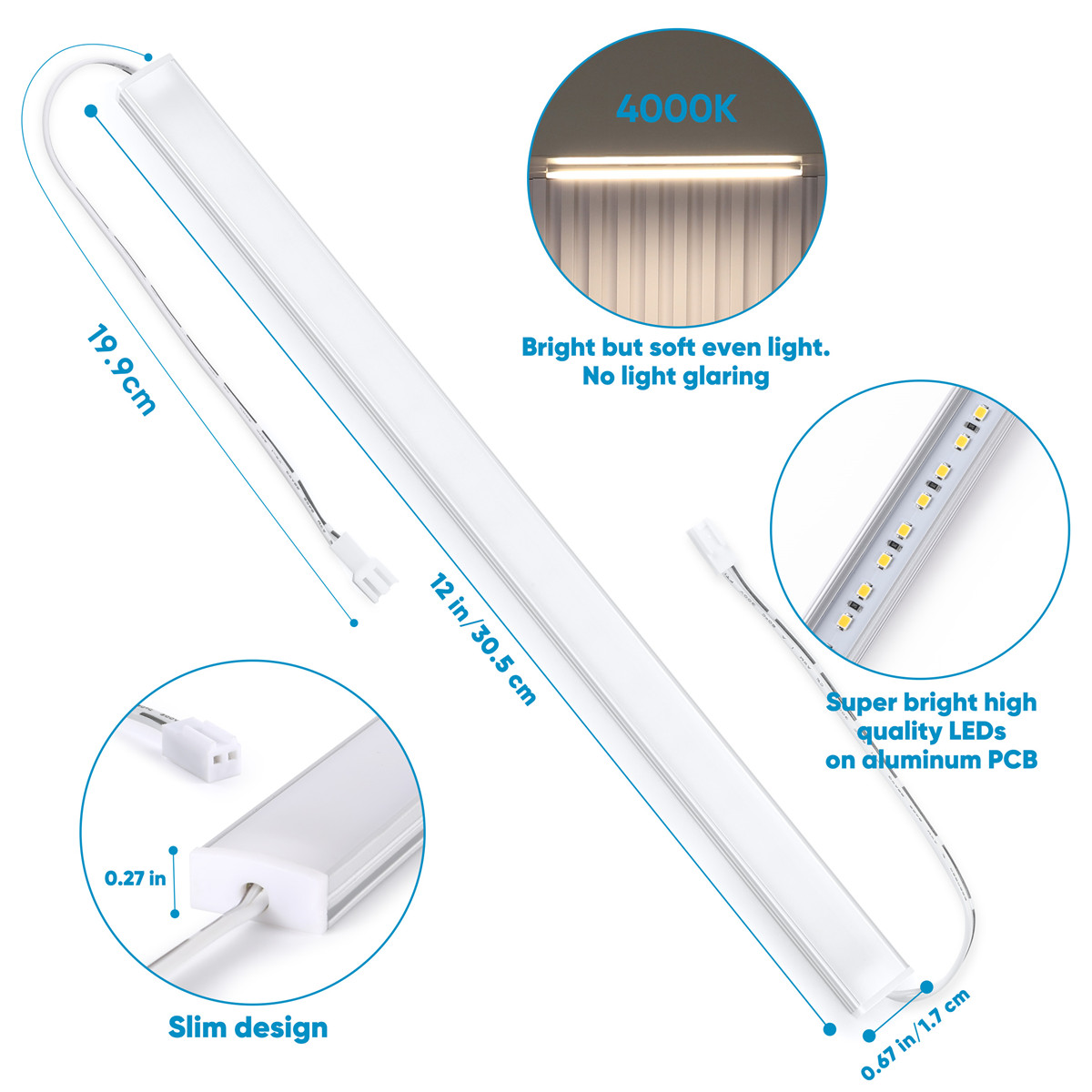 Litever Under Lights Plug in, 6 pcs 12 Inches LED Light Strips